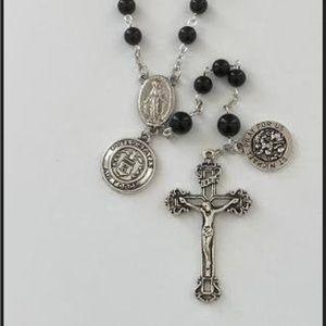 Air Force St. Michael Black Onyx Catholic Prayer Rosary Beads
